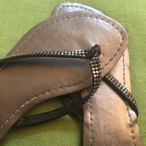 Black Metallic Flip Flops